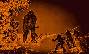 Giant Under Attack by Aborigines/Kooris Drawing