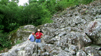 Rex & Lloyd Standing Amongst Volcanic Hill